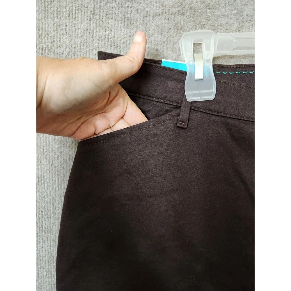 Lee Relaxed Fit Straight Leg All Day Pants Womens 14 Petite Brown Stretch NEW